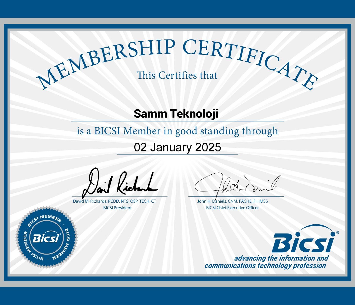Member of Bicsi-SAMM Teknoloji